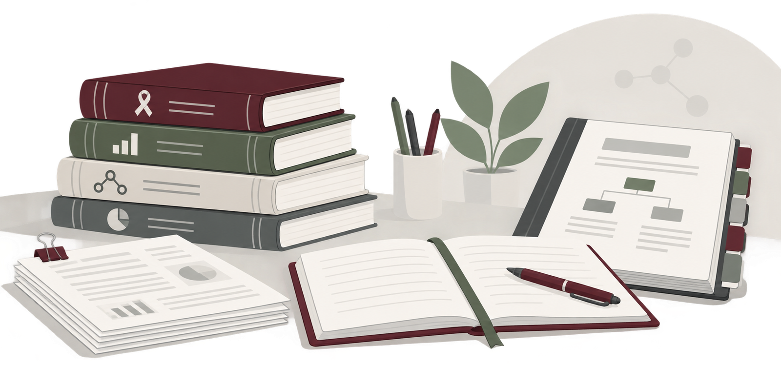 Organized cancer registry study books, papers, and notes