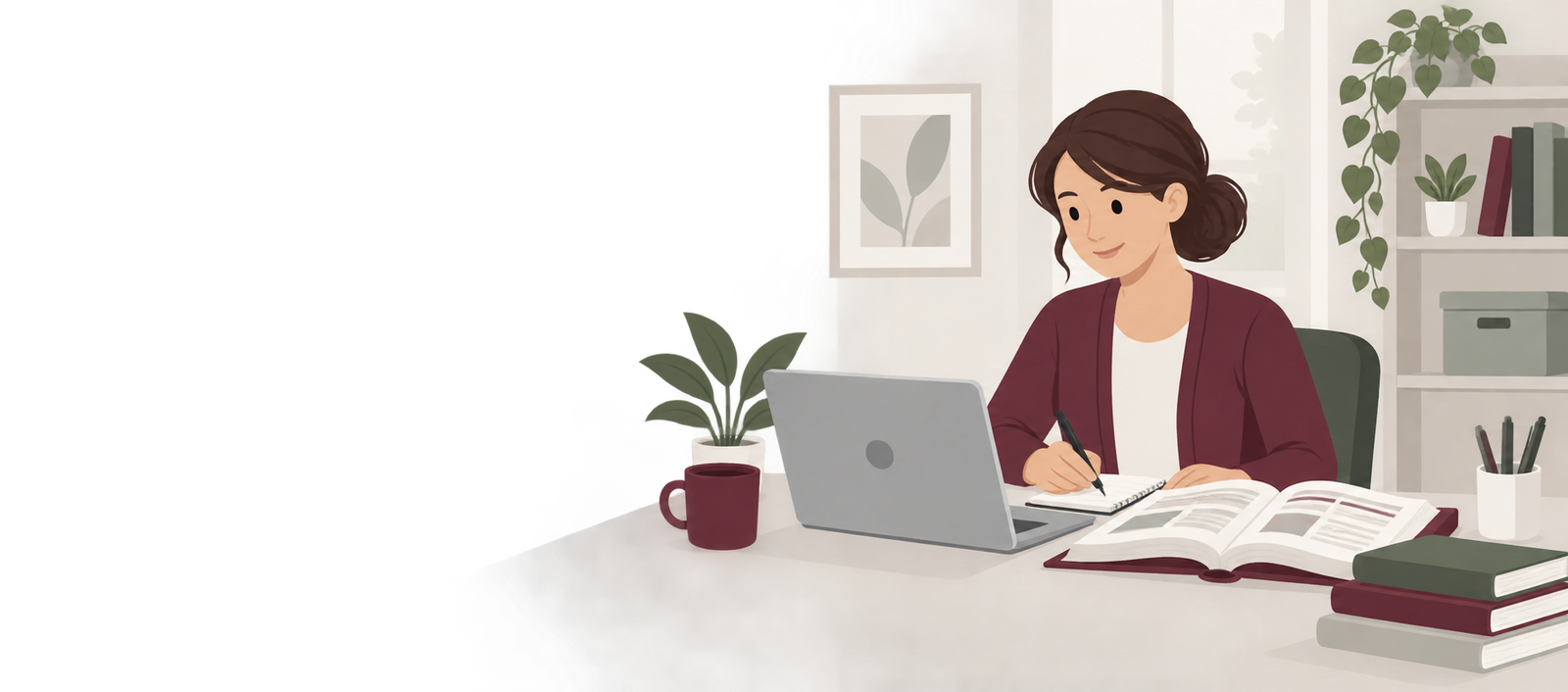 Cancer registry professional studying in a home office